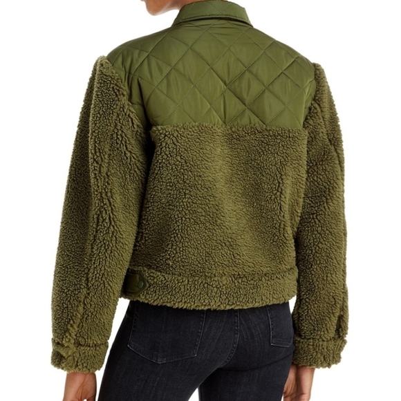 Rails Peyton Quilted Fleece Jacket  Olive Green Sherpa Jacket Sz Small - Picture 4 of 16